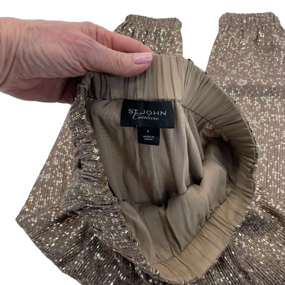St. John Couture Pants Silk 6 Taupe - Picture 8 of 12